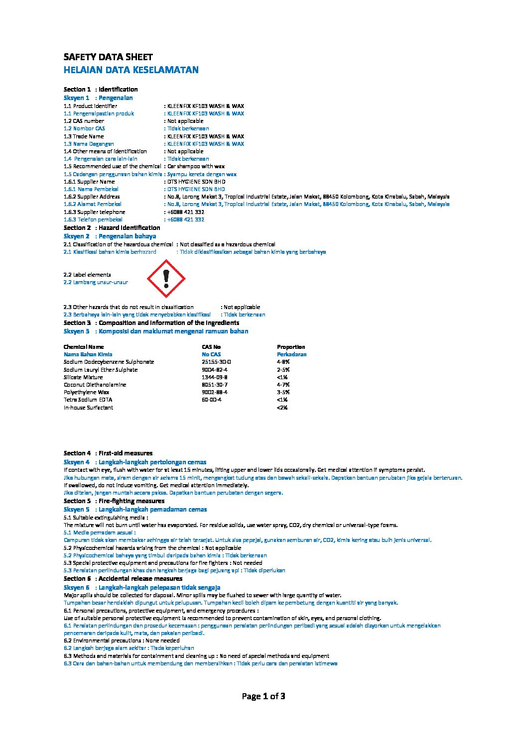 KF103 WASH & WAX KleenFix